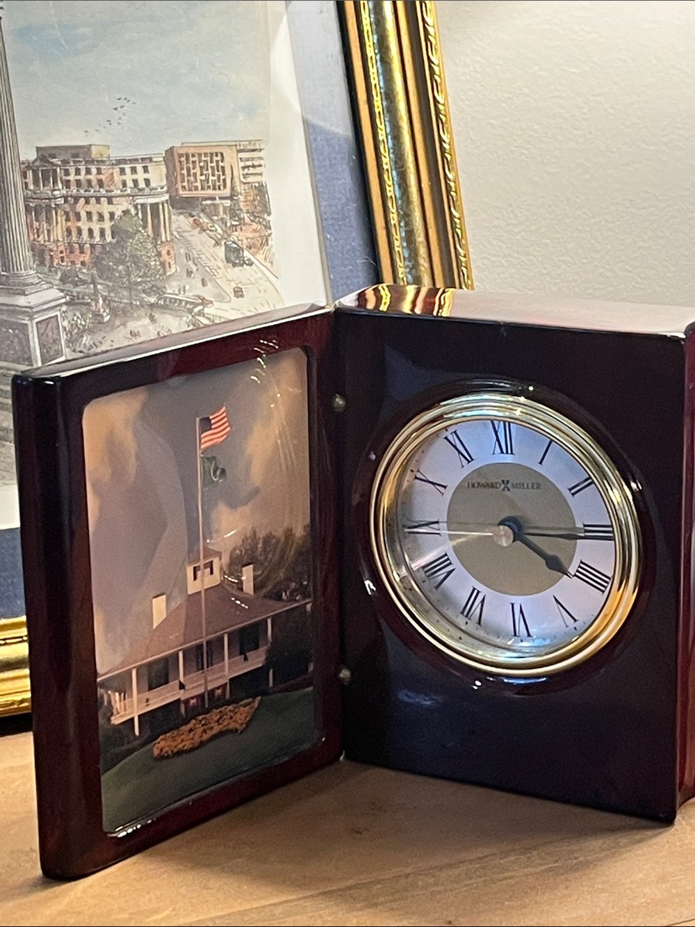 Howard Miller Clock in Beautiful Polished Wood Fold Up Case